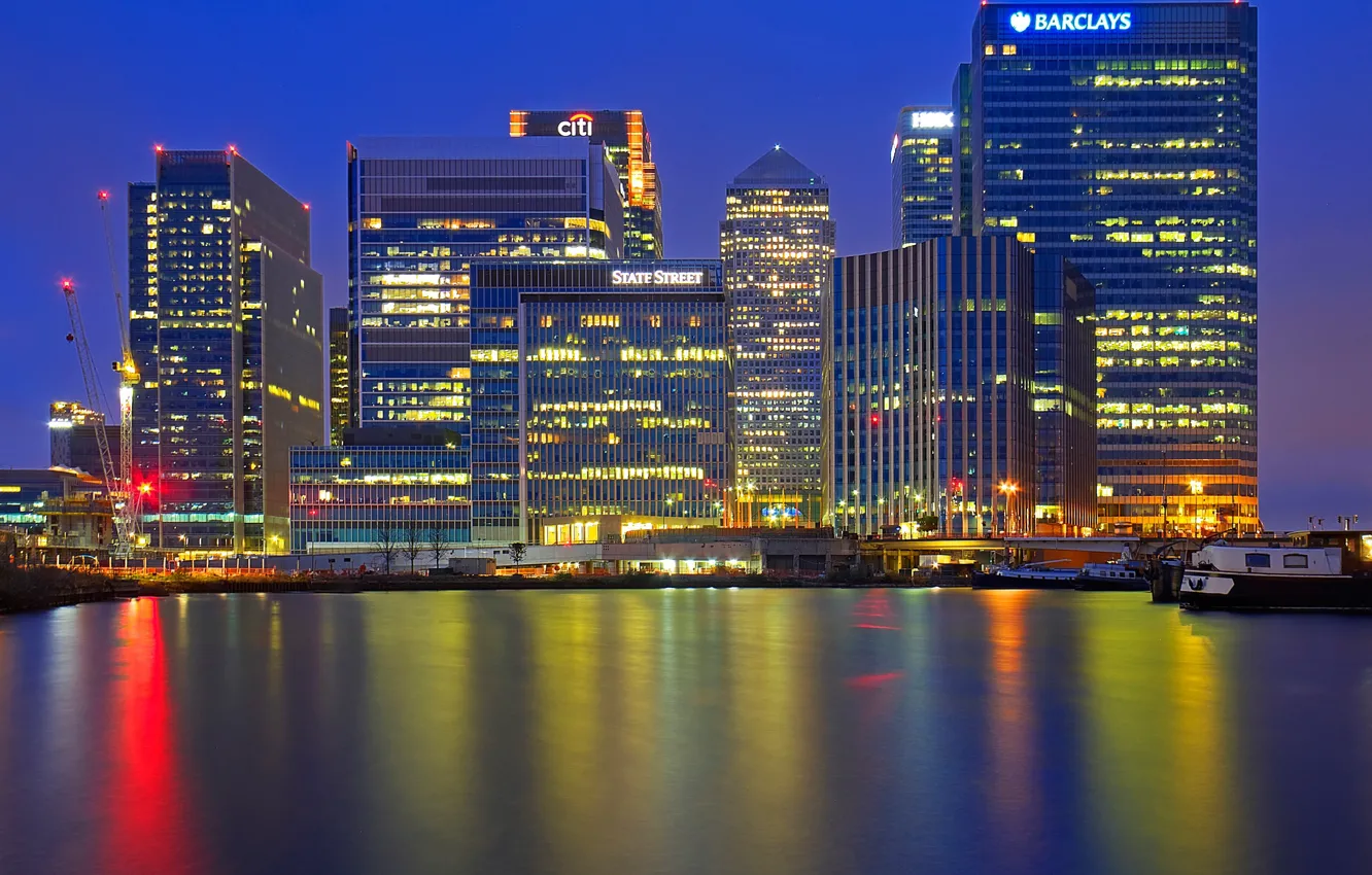 Photo wallpaper night, lights, England, London, home