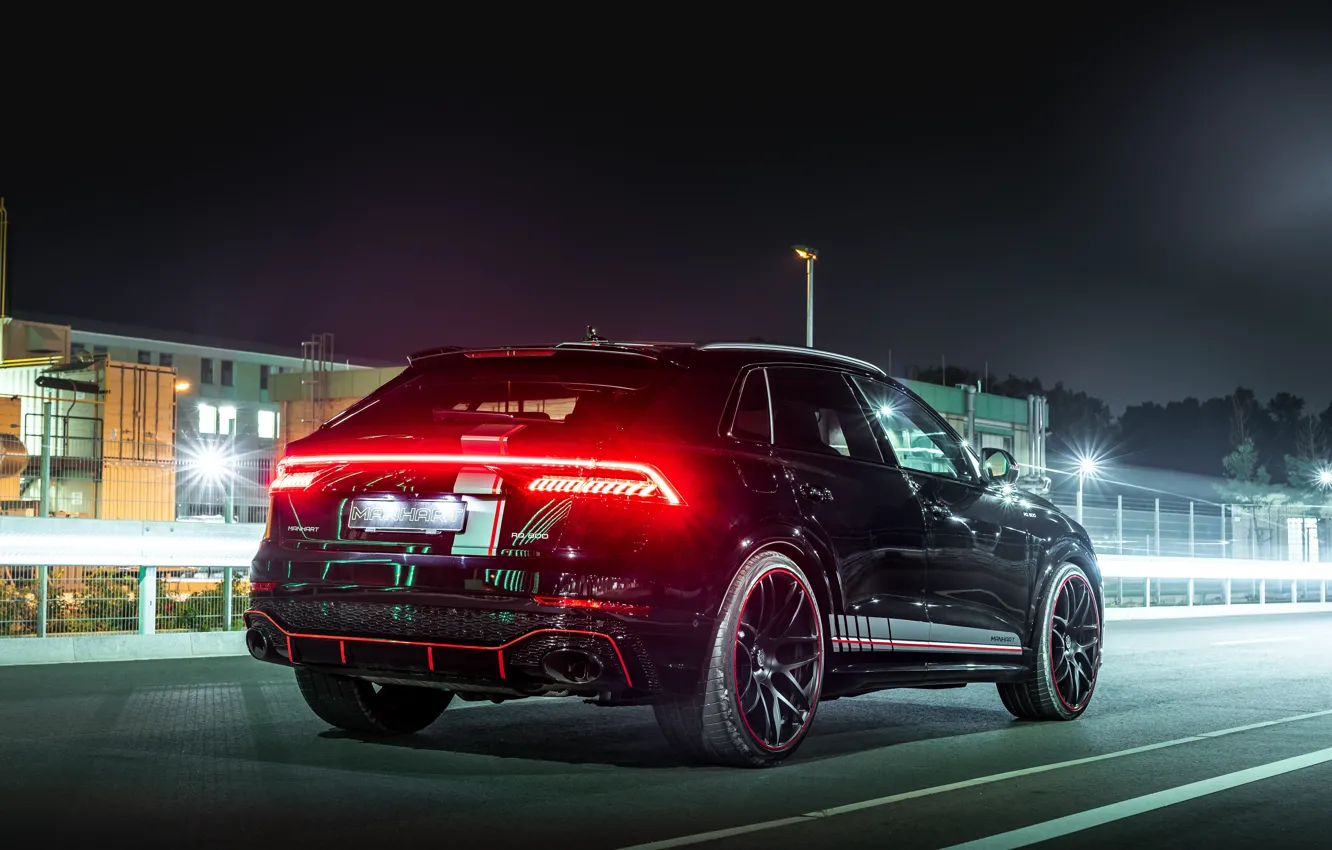 Photo wallpaper Audi, light, black, night, Rear, Manhart, RSQ8, Audi RSQ8