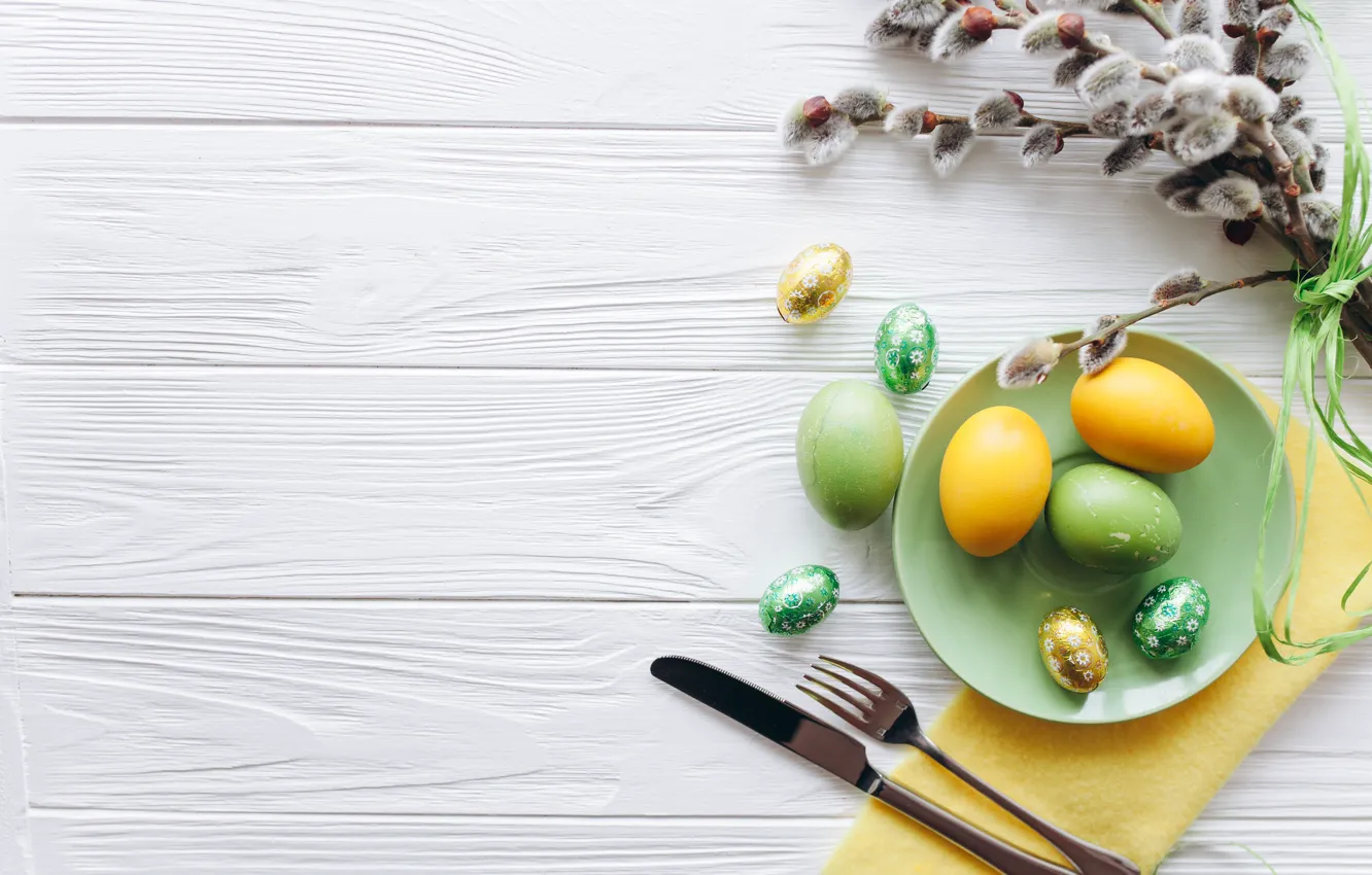 Photo wallpaper eggs, spring, Easter, Holiday, Verba, spring, Easter, eggs