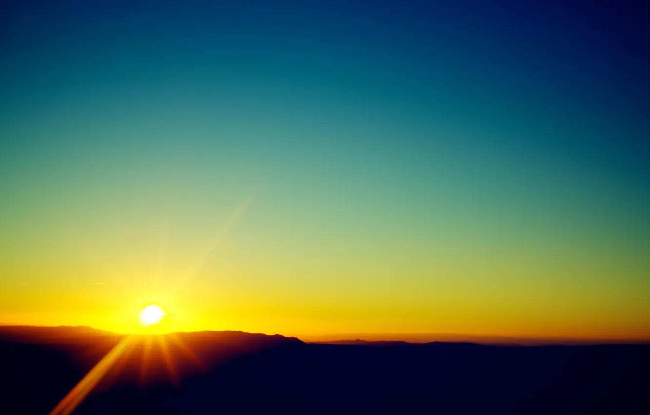 Photo wallpaper the sun, landscape, sunset, mountains, Spain
