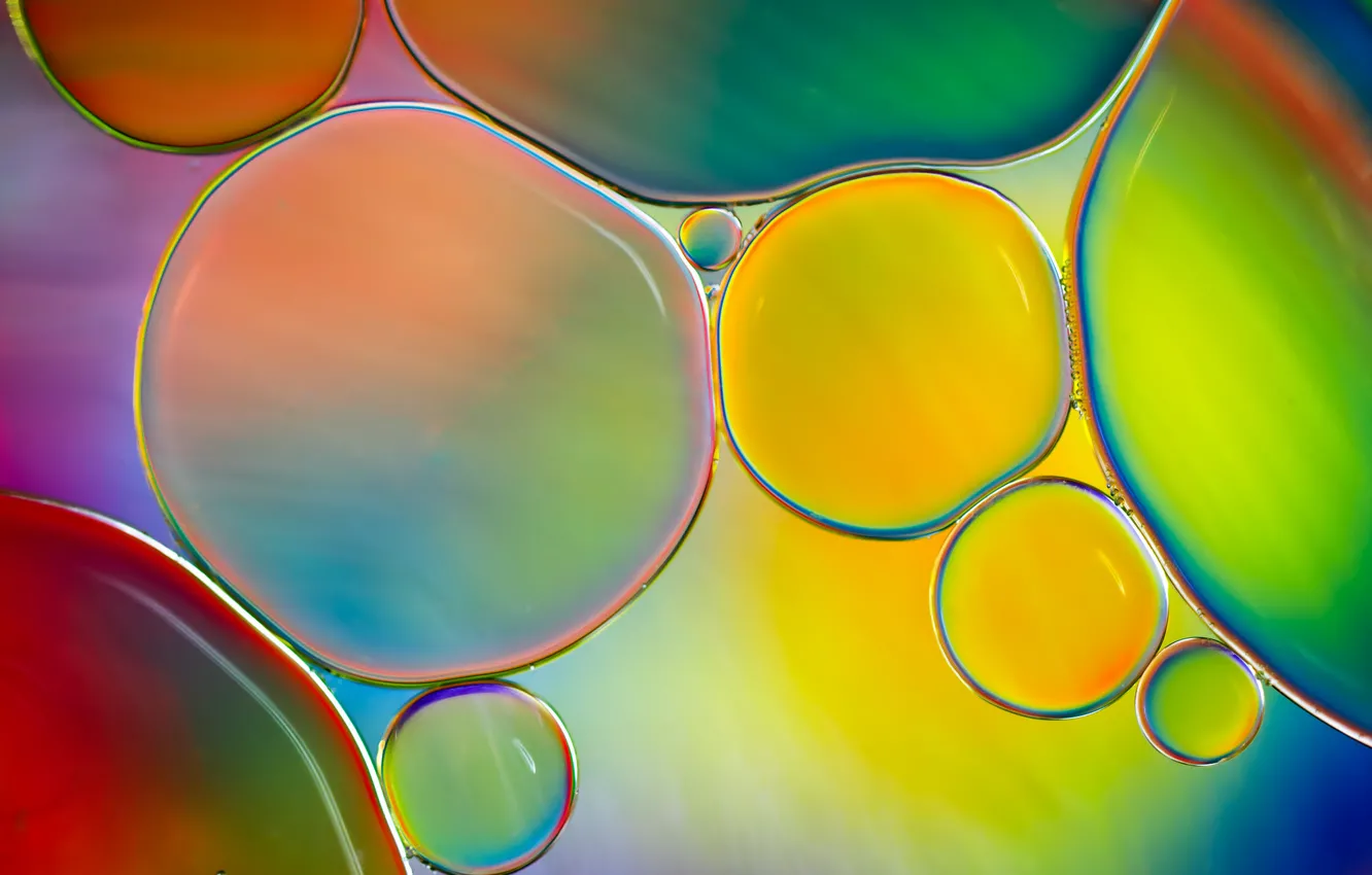 Photo wallpaper water, bubbles, paint, color, oil, liquid, the air, the volume