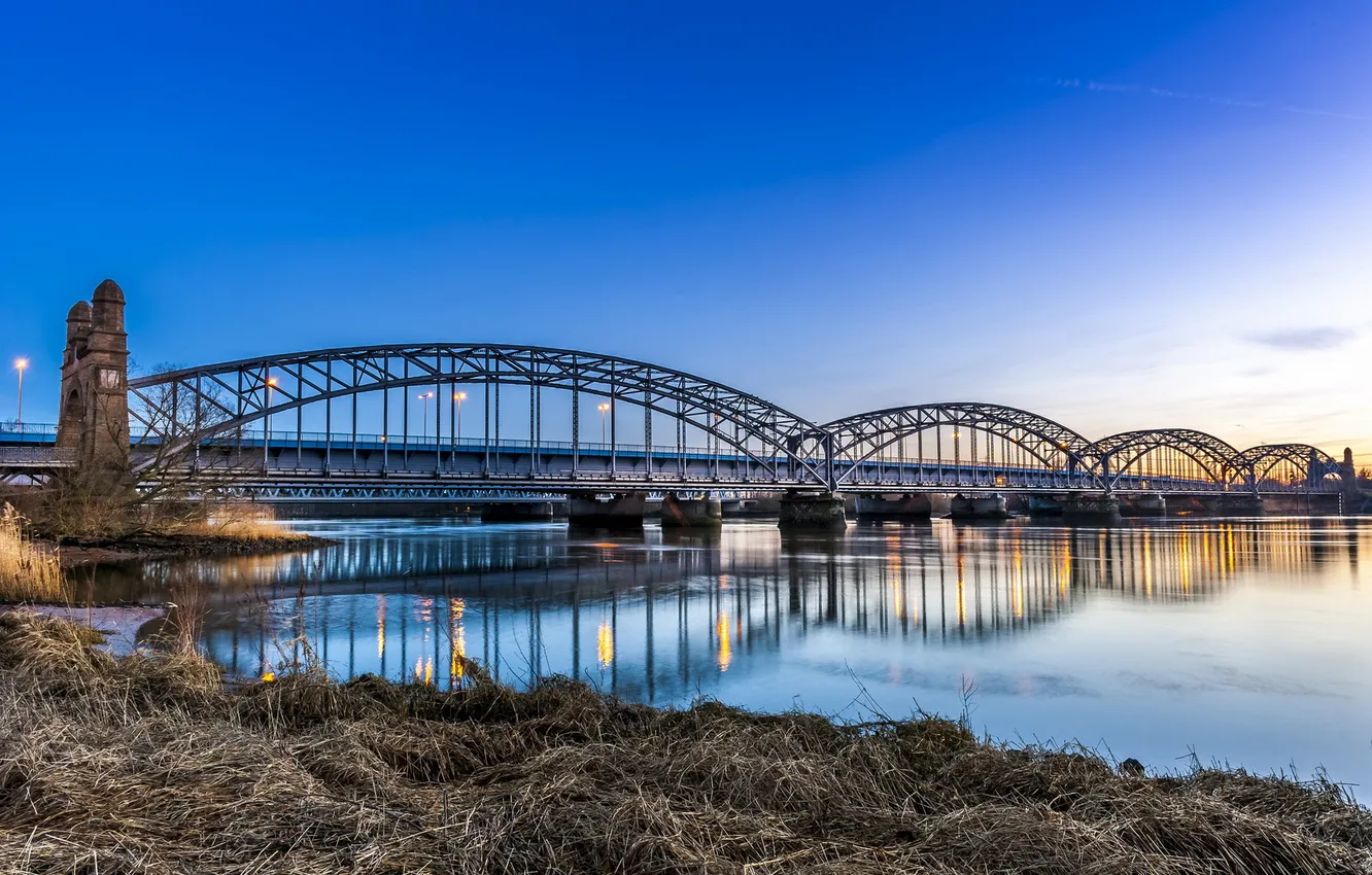 Photo wallpaper Hamburg, Old Harburg Elbe Bridge, Elbbrücken
