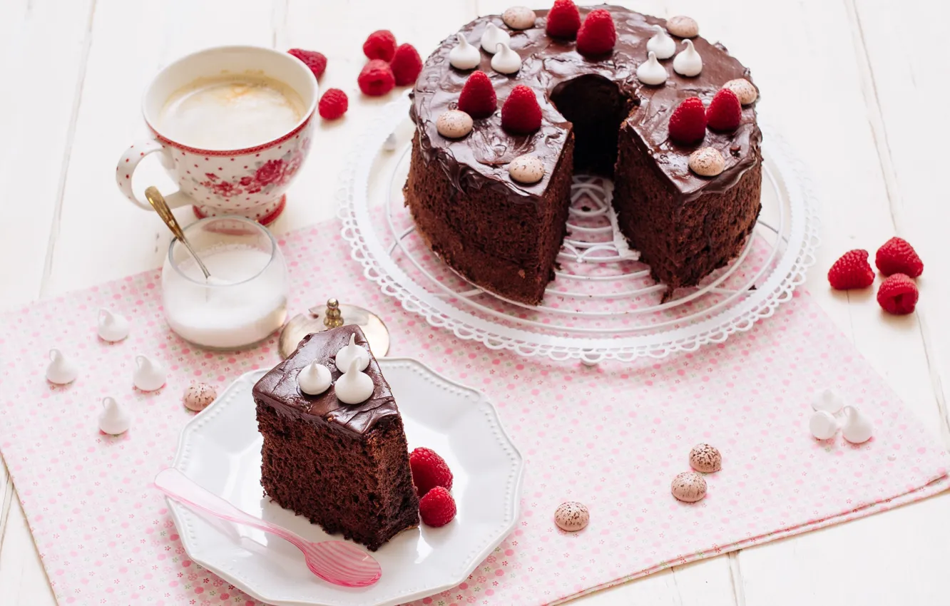 Photo wallpaper raspberry, chocolate, dessert, biscuit, meringue