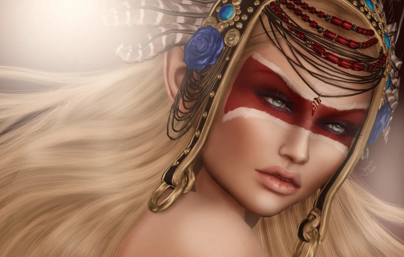 Photo wallpaper girl, face, style, paint