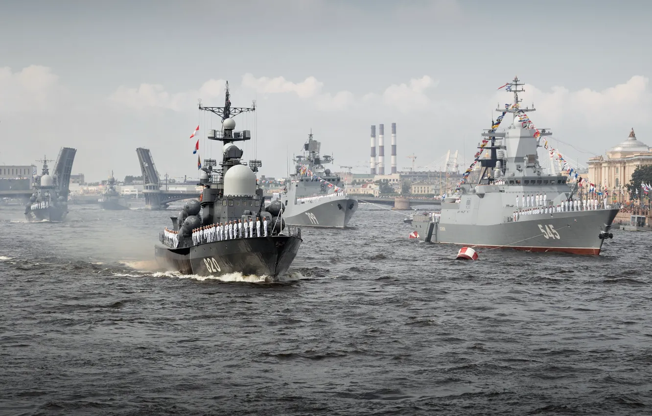 Photo wallpaper ship, parade, Neva