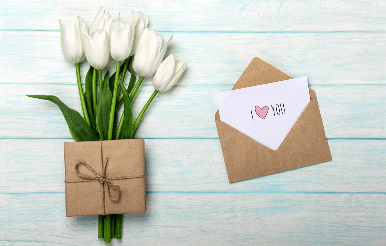 Photo wallpaper love, gift, bouquet, love, Valentine's day, romantic, tulips, valentine's day