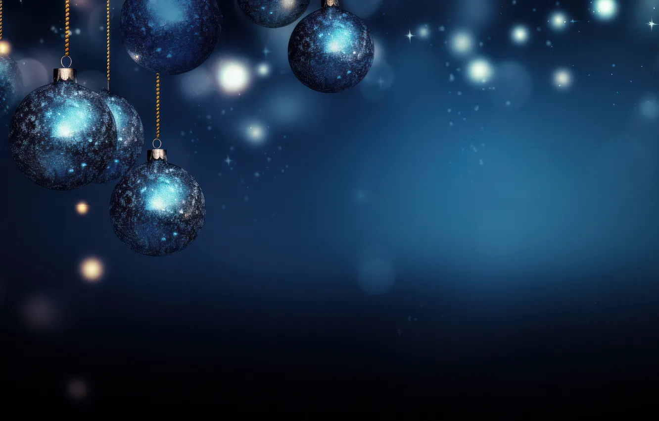 Photo wallpaper balls, the dark background, new year, Christmas, blue background, Christmas decorations, Christmas decorations, AI art