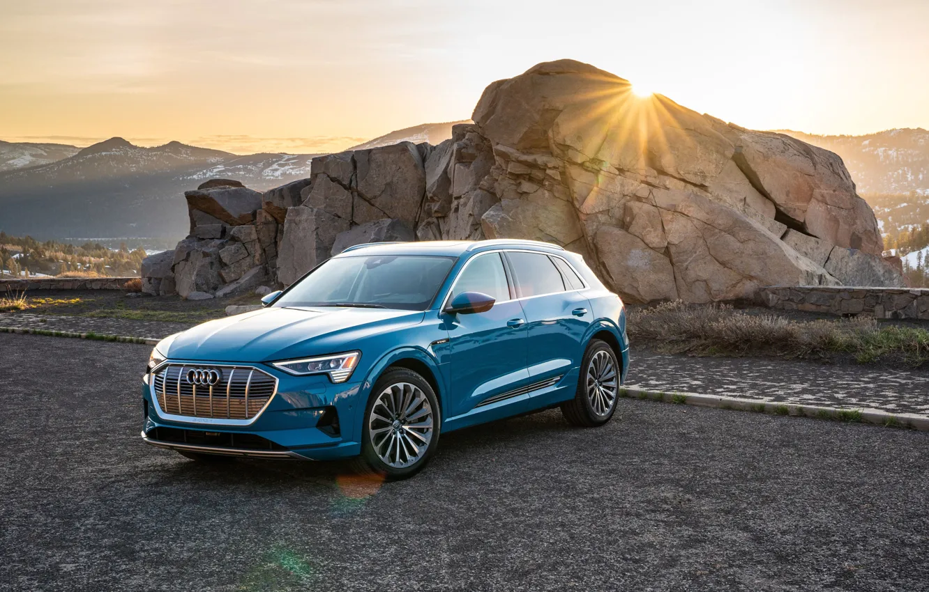 Photo wallpaper sunset, Audi, the evening, e-tron, 2019, electrocreaser, 55 Four