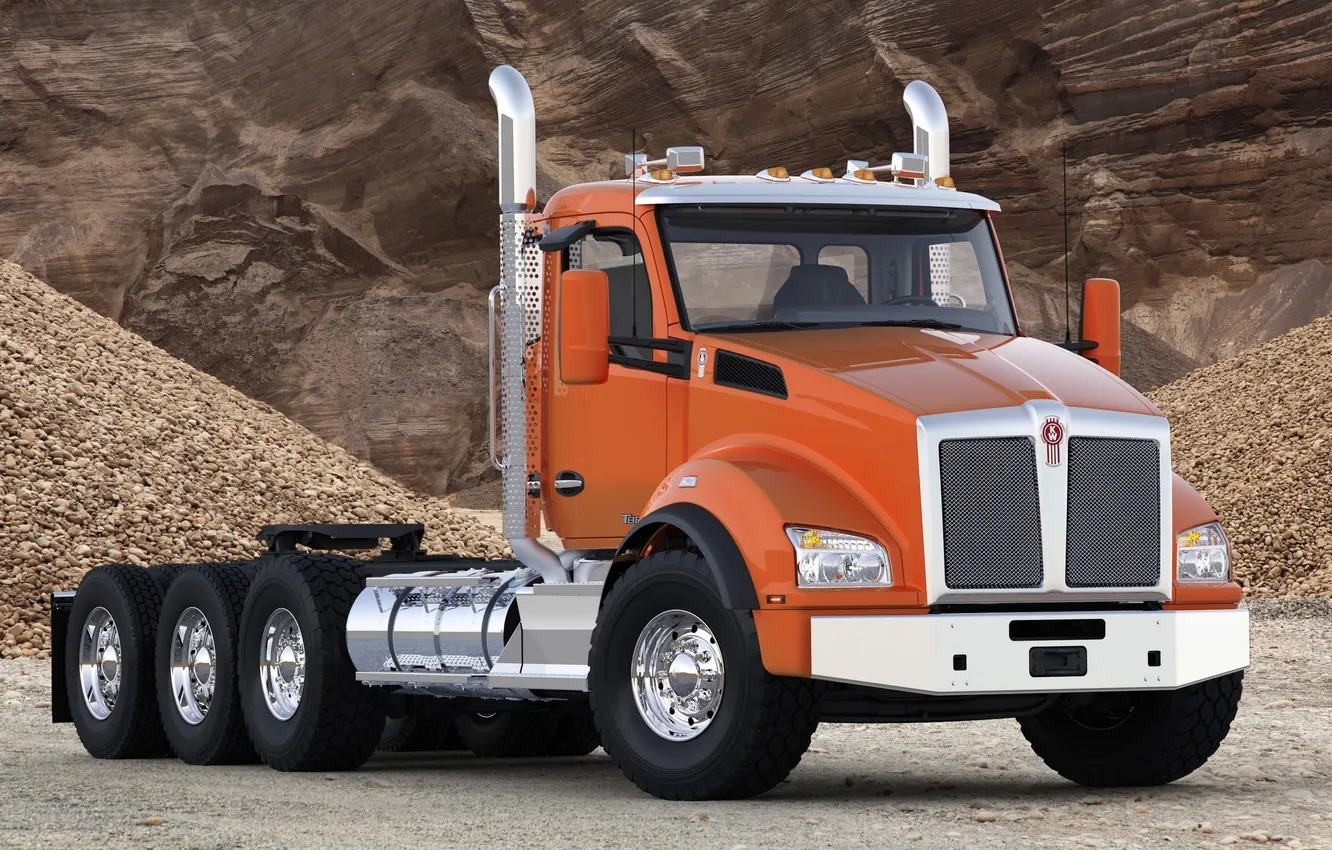Photo wallpaper background, Truck, the front, truck, tractor, Trak, Kenworth, T880