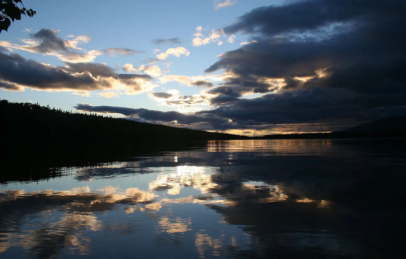 Photo wallpaper landscape, lake, the evening