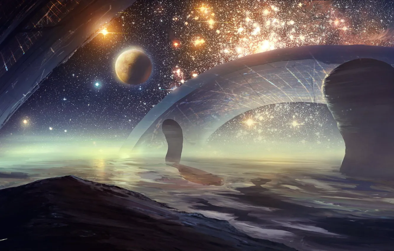 Photo wallpaper space, stars, planet, Beyond the cluster