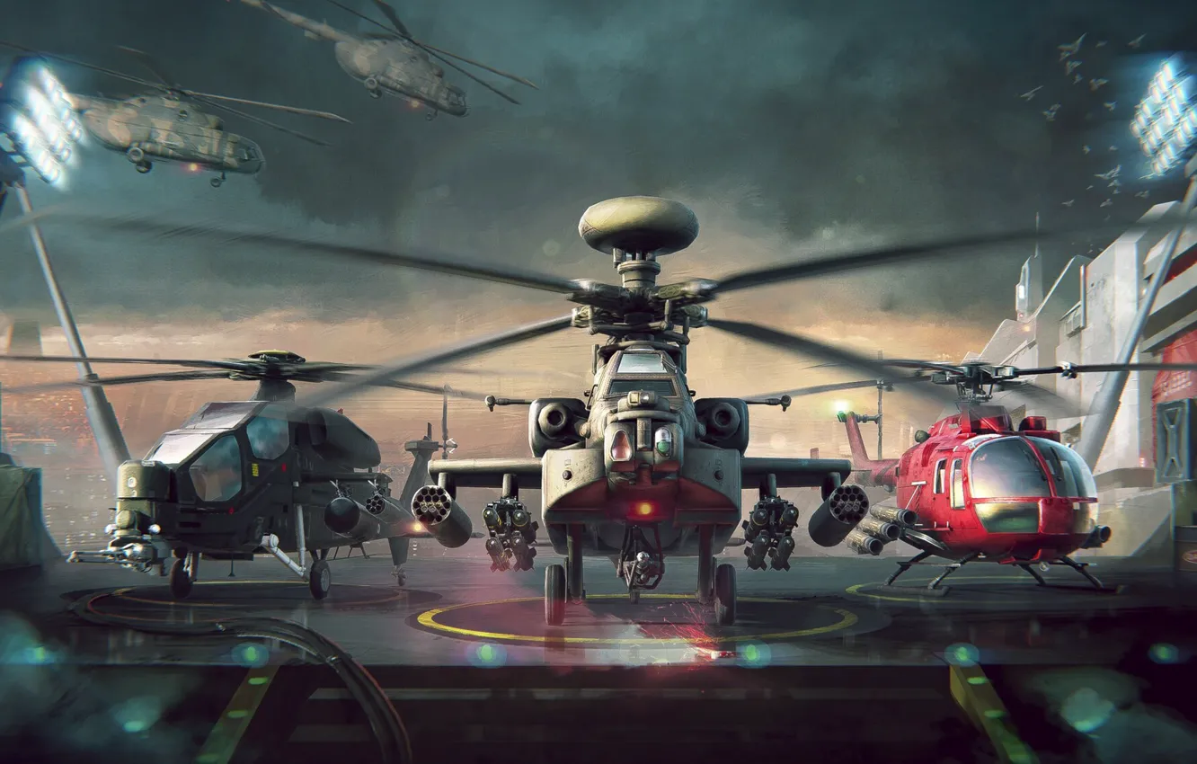 Photo wallpaper war, the game, technique, USA, USA, helicopter, Russia, Russia