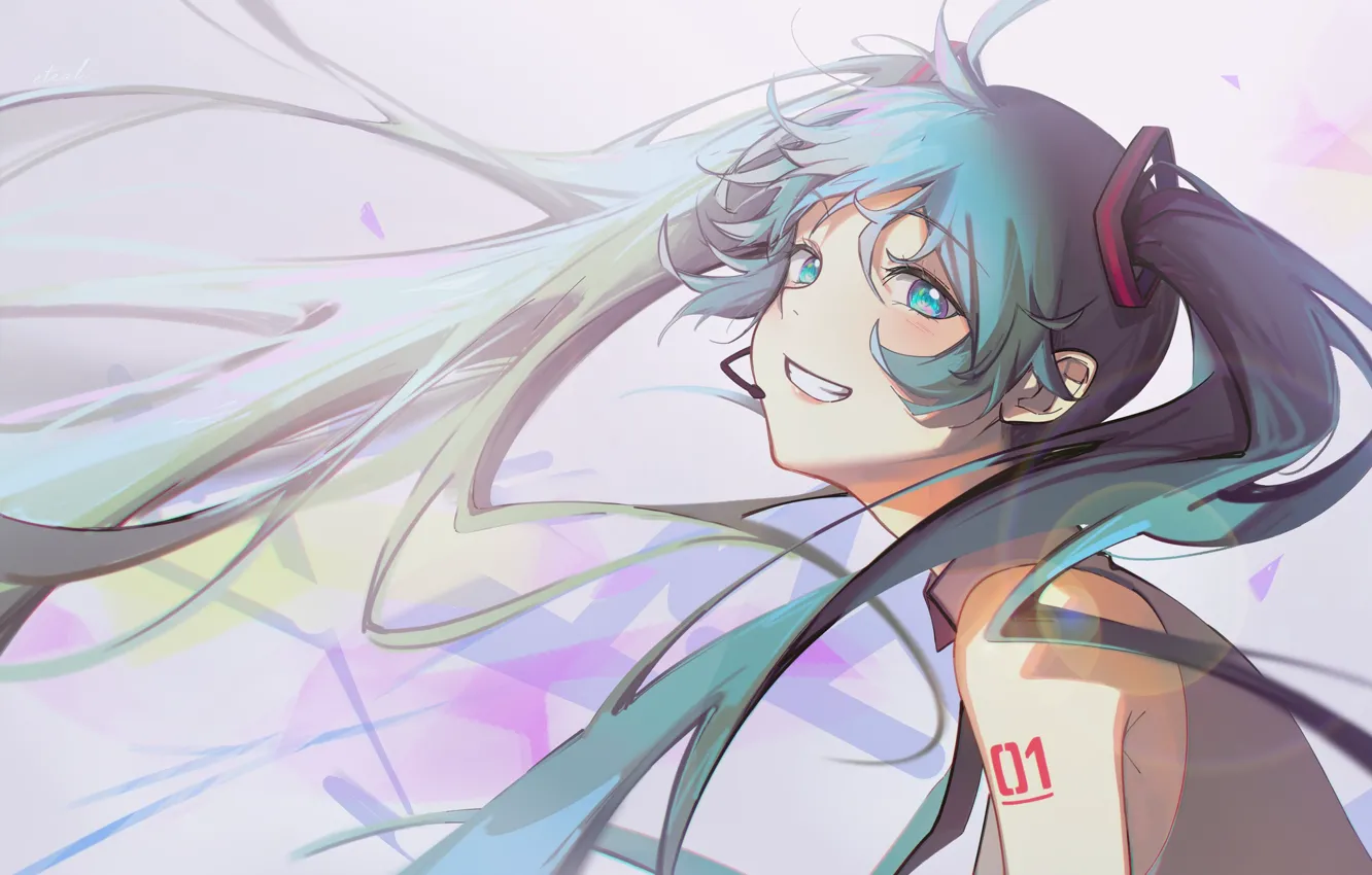 Photo wallpaper girl, smile, vocaloid, hatsune miku