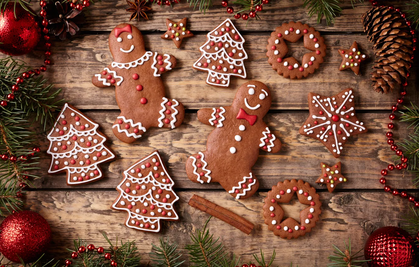 Photo wallpaper new year, cookies, Christmas, Christmas, cakes, sweet, Xmas, glaze