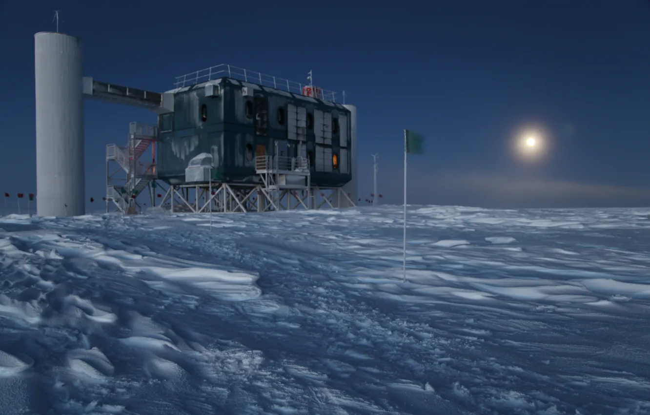 Photo wallpaper cold, night, Antarctica, Cube, Observatory, Observatory, Neutrino