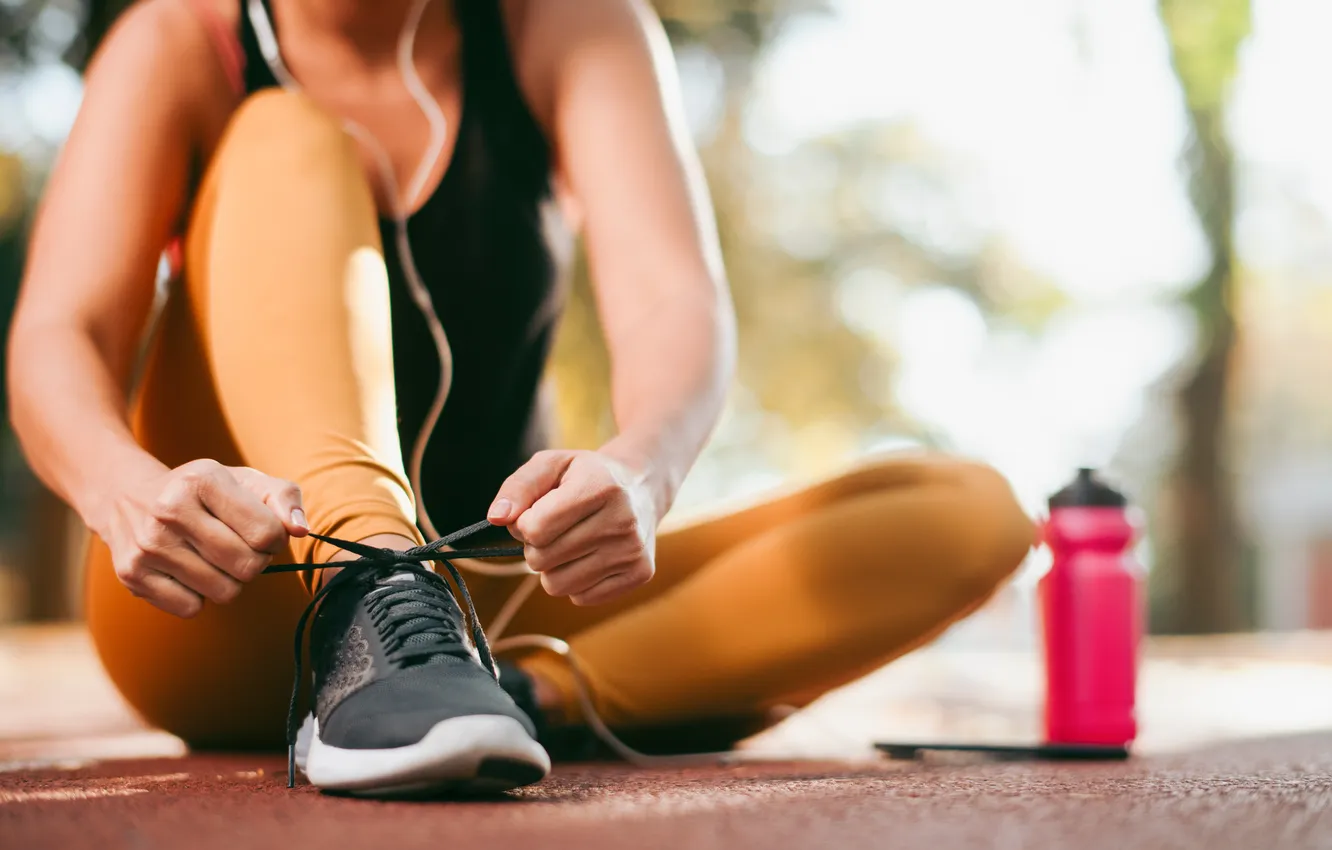 Photo wallpaper woman, outdoors, physical activity