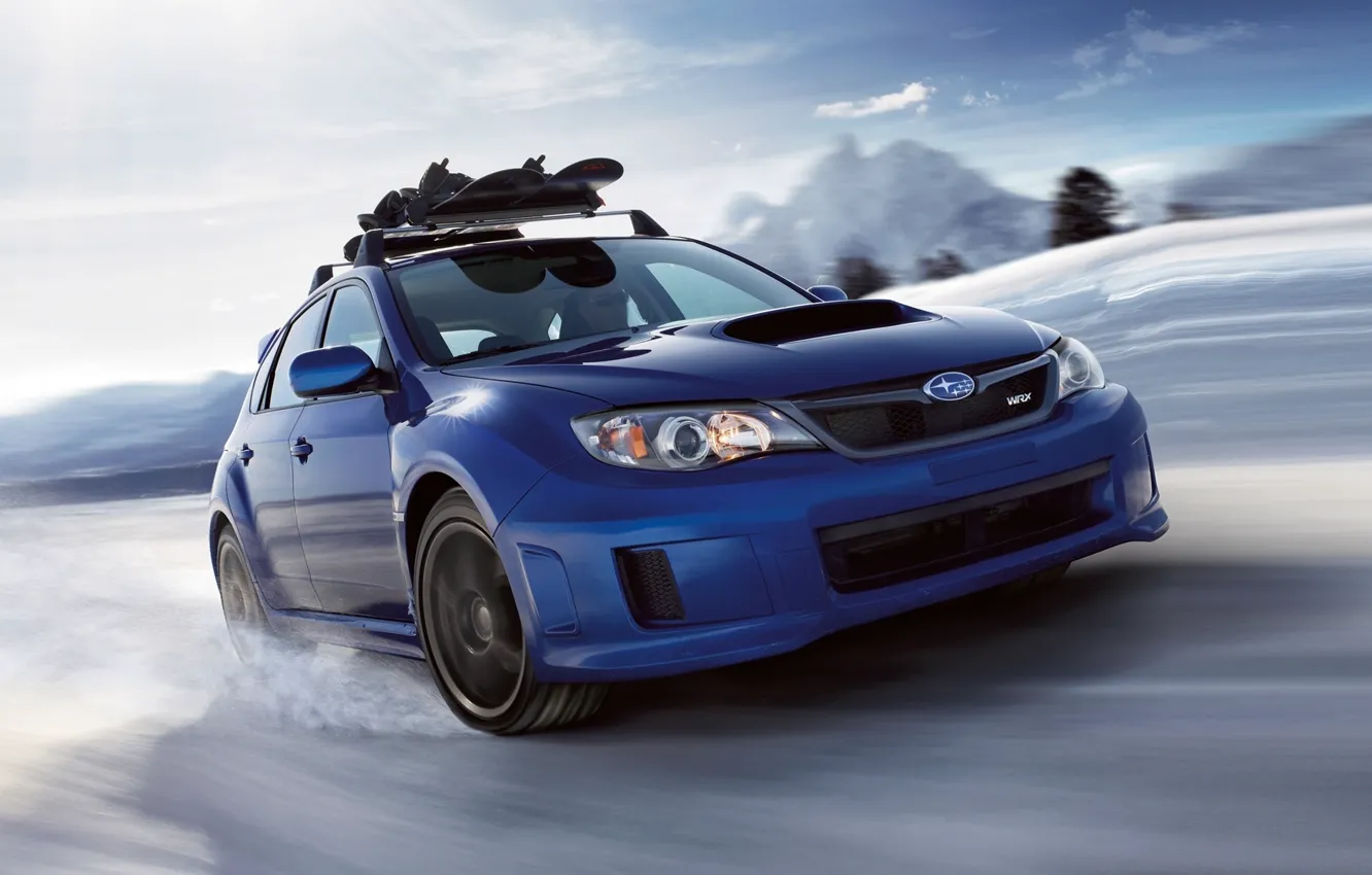 Photo wallpaper the sky, snow, blue, Subaru, Impreza, WRX, STI, Subaru