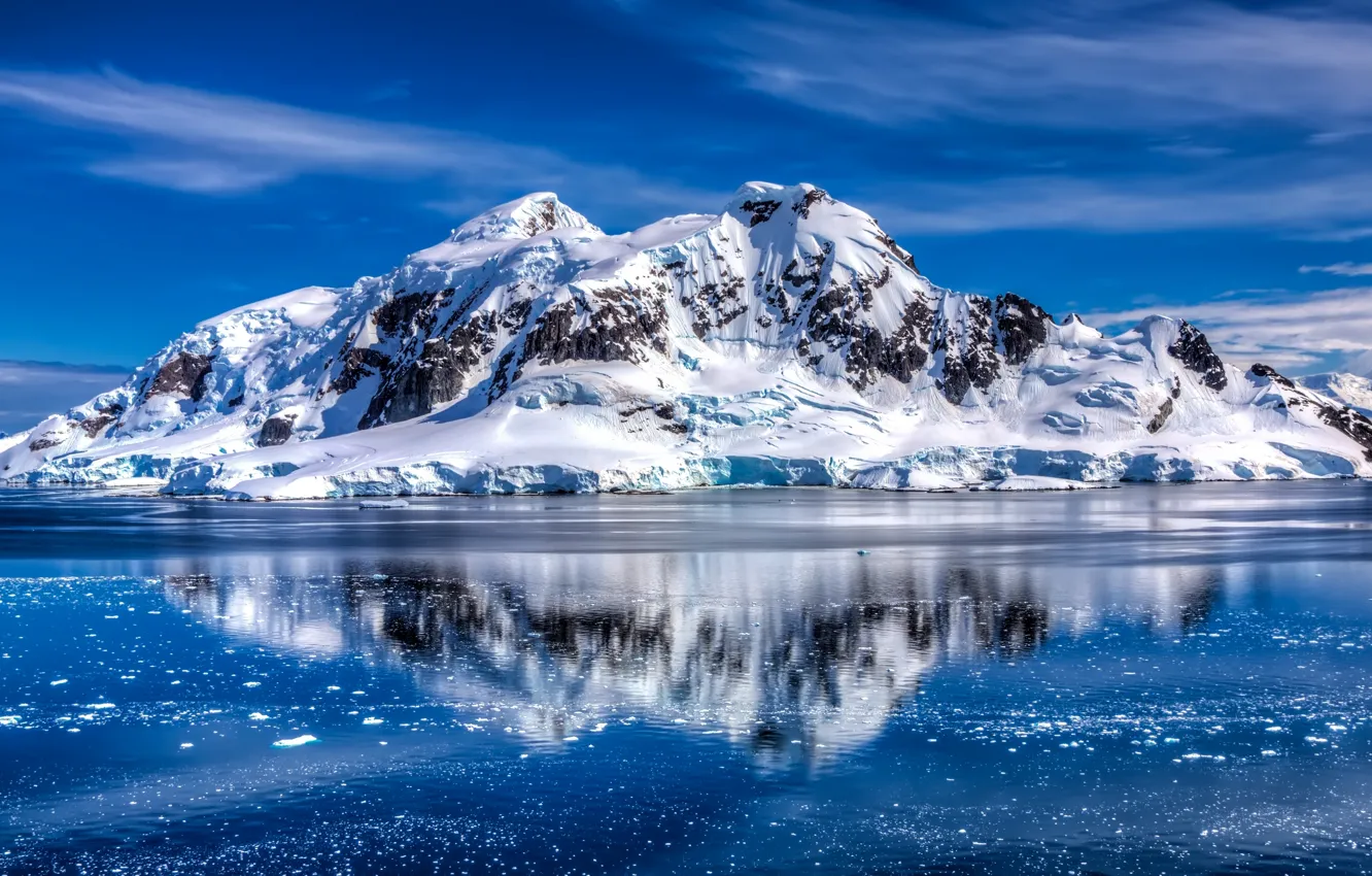Photo wallpaper mountains, reflection, the ocean, Antarctica, The southern ocean, The transantarctic mountains