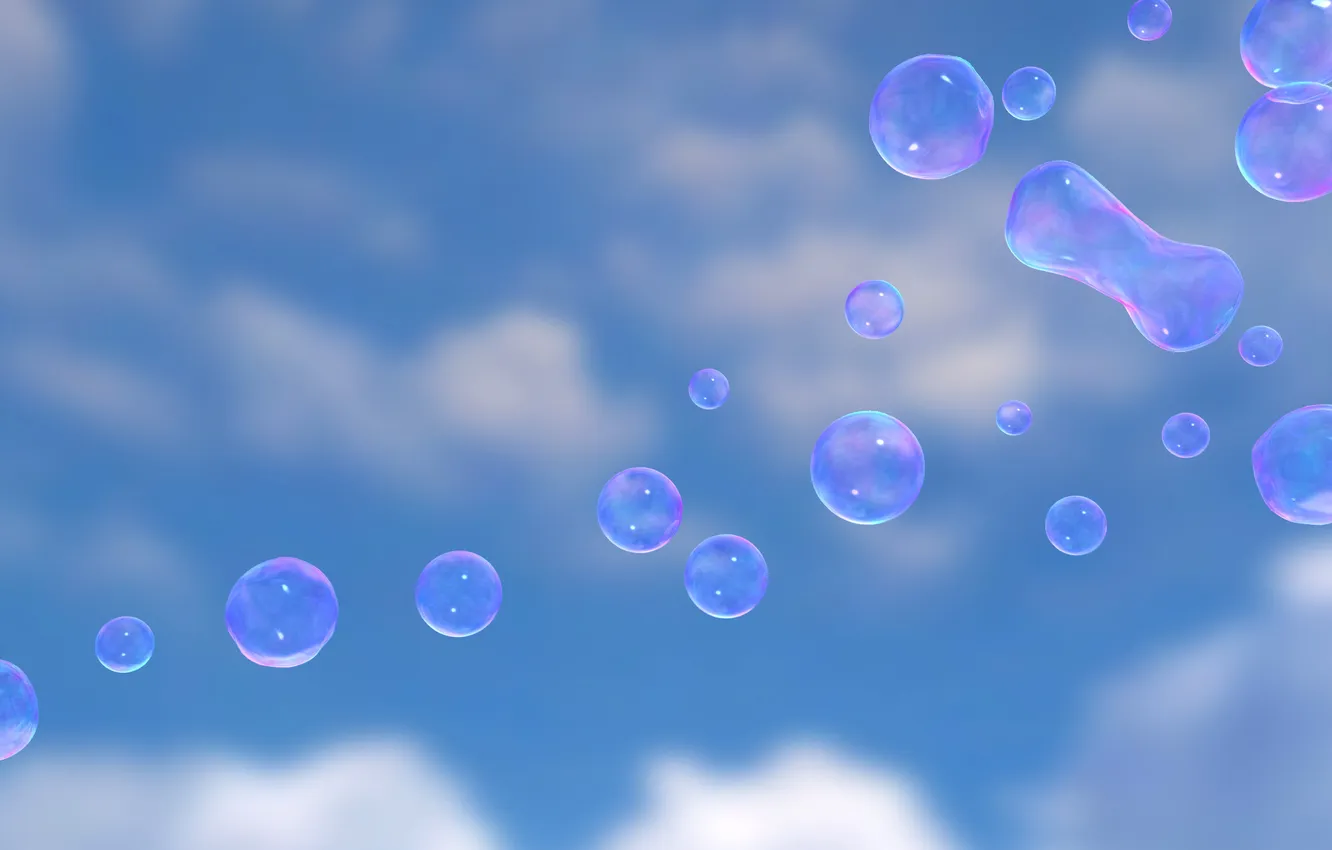 Photo wallpaper bubbles, colorful, soap