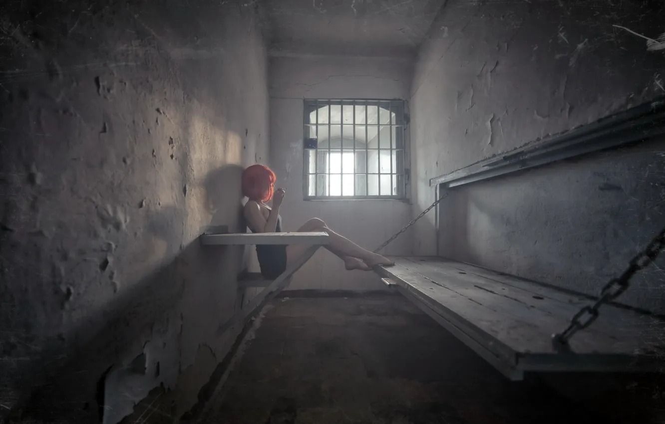 Photo wallpaper girl, camera, prison
