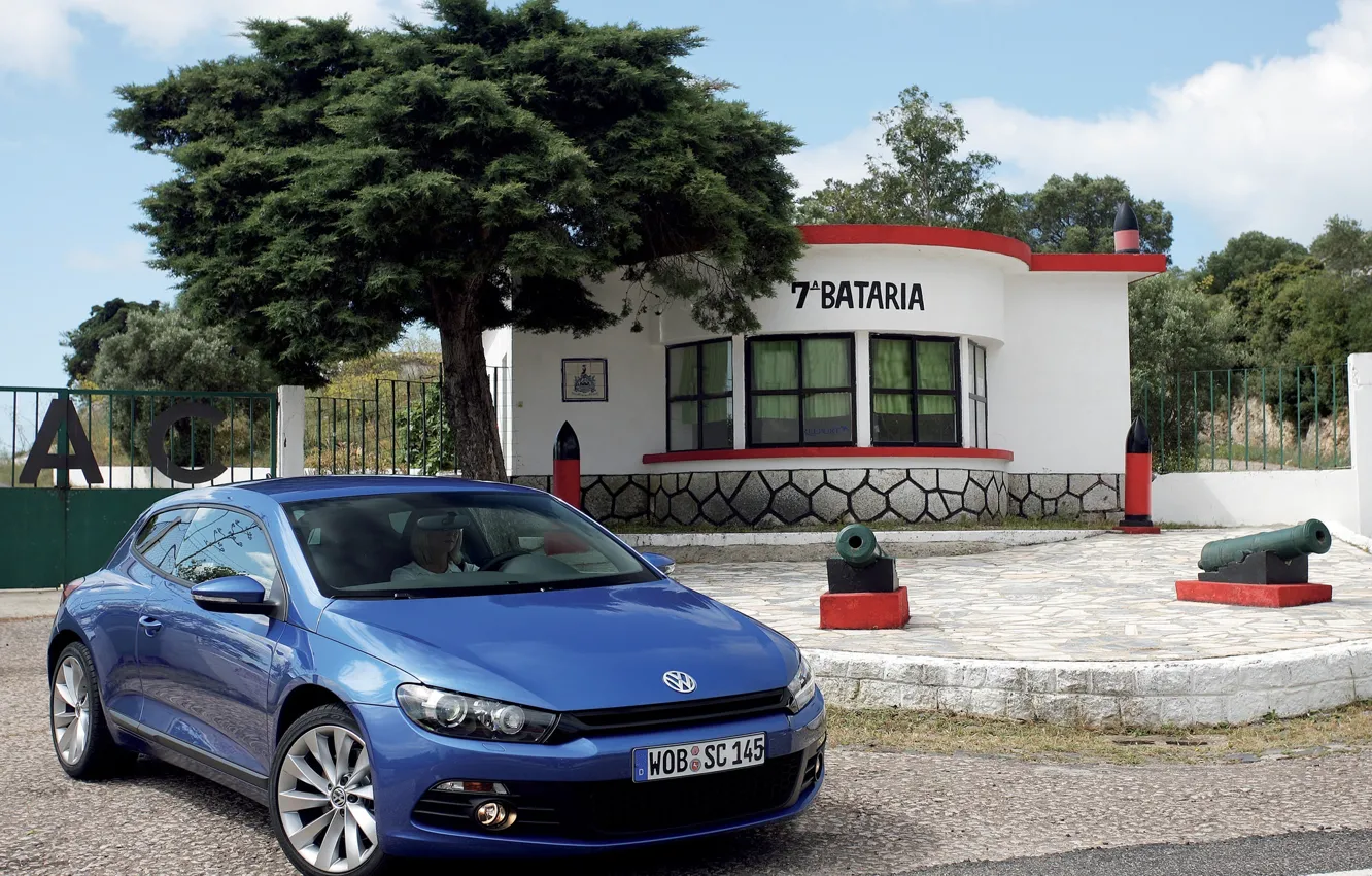 Photo wallpaper machine, blue, volkswagen, scirocco