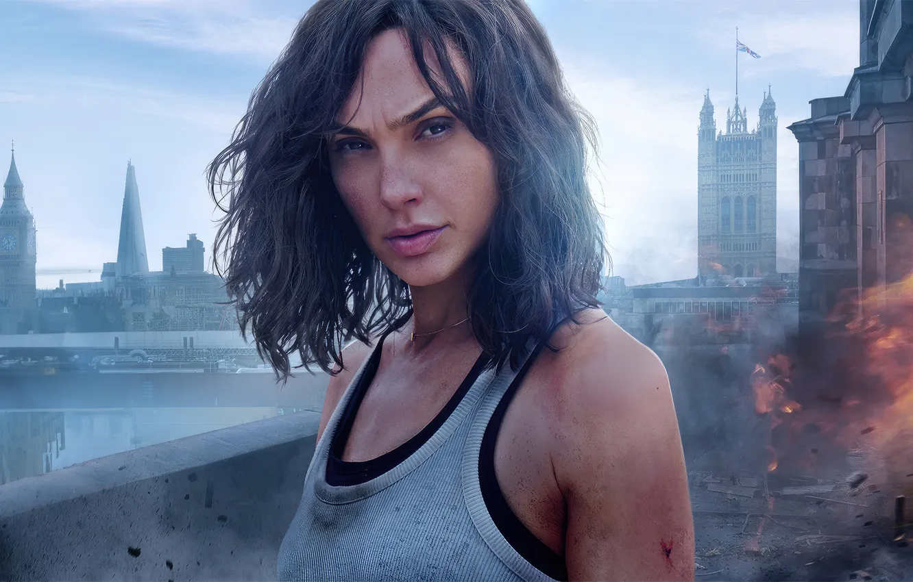 Photo wallpaper look, the city, pose, makeup, hair, Gal Gadot, Gal Gadot, Stone Heart
