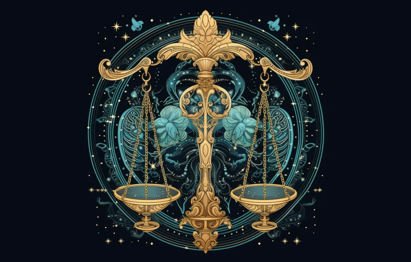 Photo wallpaper sign, symbol, black background, Libra, the signs of the zodiac, zodiac, astrology, horoscope