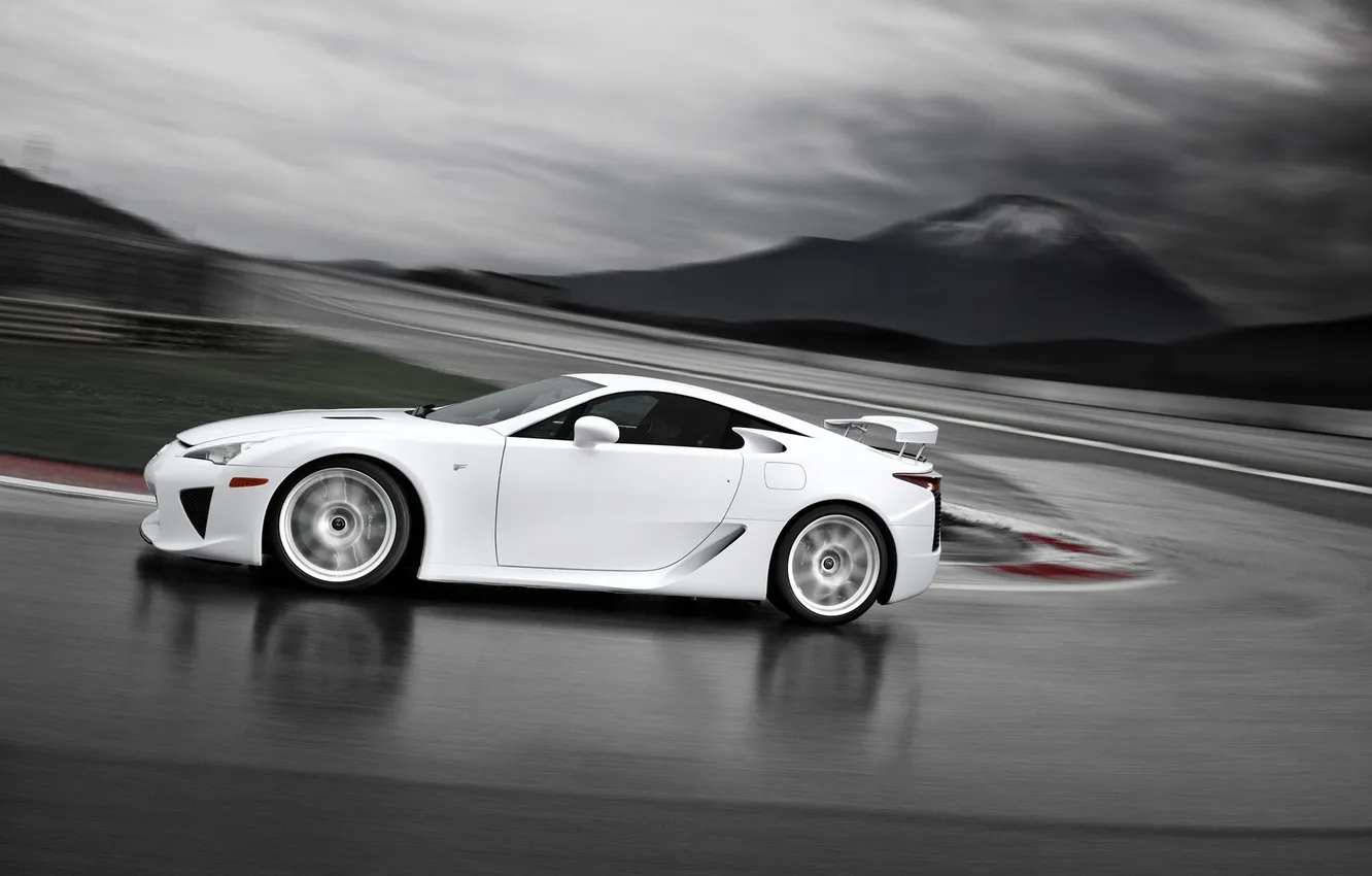 Photo wallpaper white, speed, track, Lexus