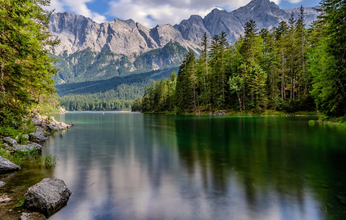 Photo wallpaper landscape, mountains, lake, Germany, Bayern, Eibsee