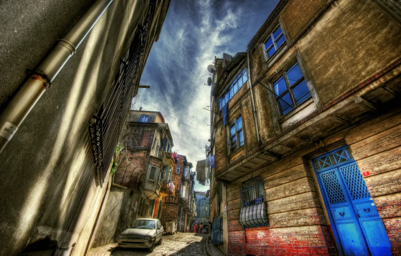 Photo wallpaper HDR, Street, Istanbul, Turkey, Old street, Istanbul, Turkey, The old building