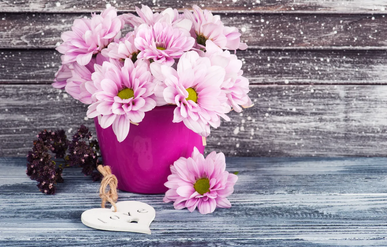 Photo wallpaper bouquet, pink, chrysanthemum, THE OFF