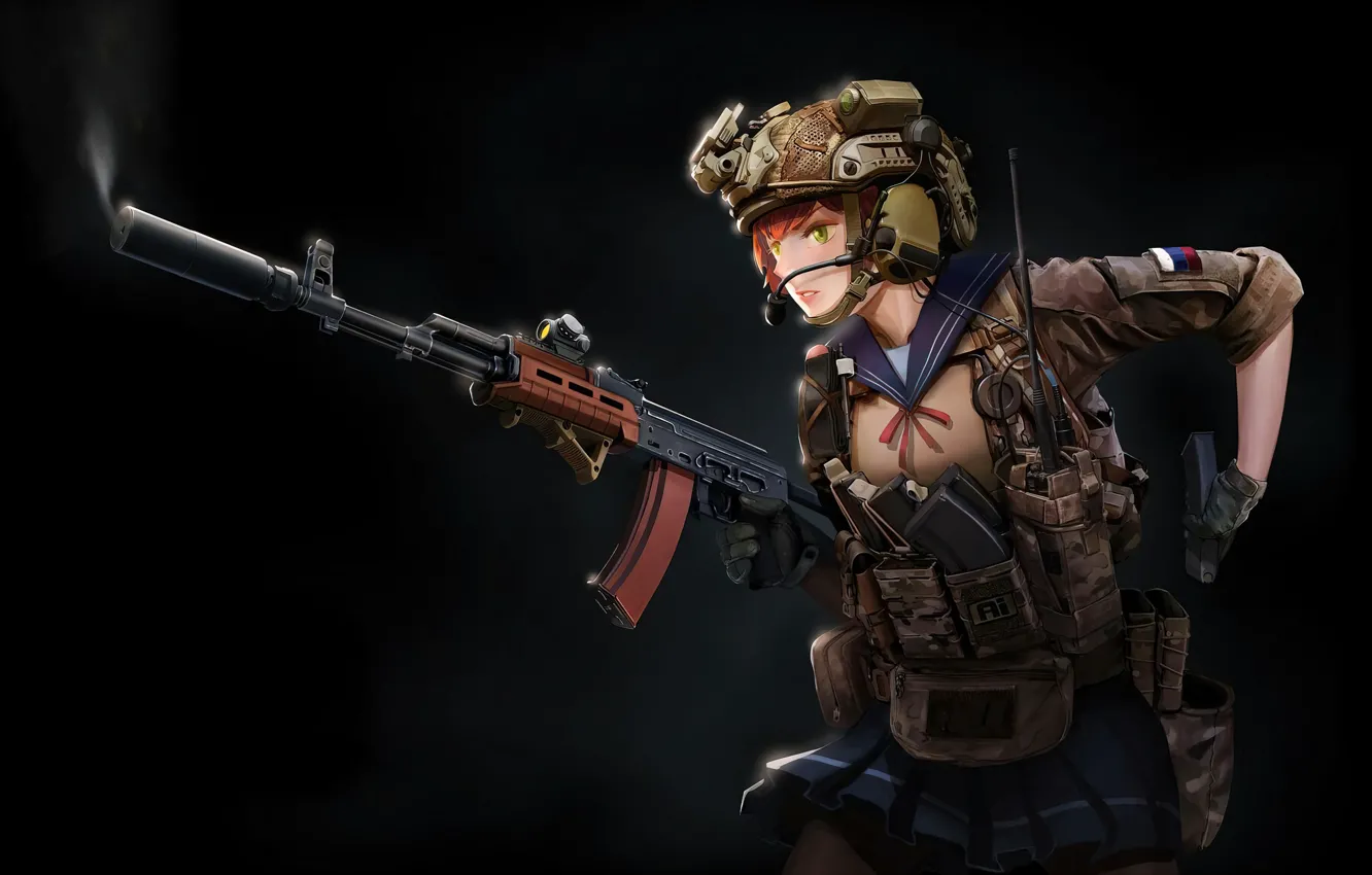 Photo wallpaper kawaii, anime, rifle, manga, skirt, oriental, ARMA, Soldier