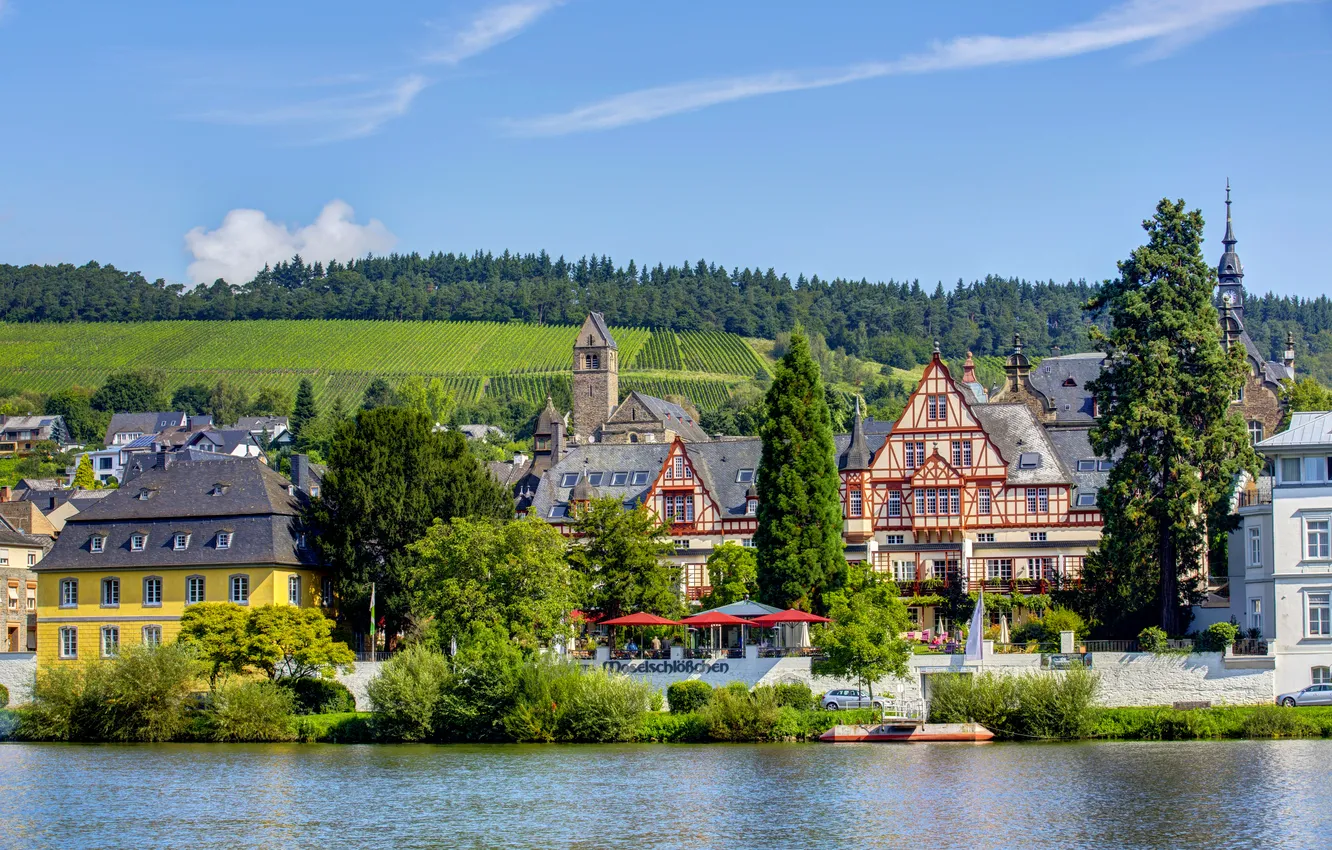 Photo wallpaper the city, river, photo, home, Germany, Traben-Trarbach