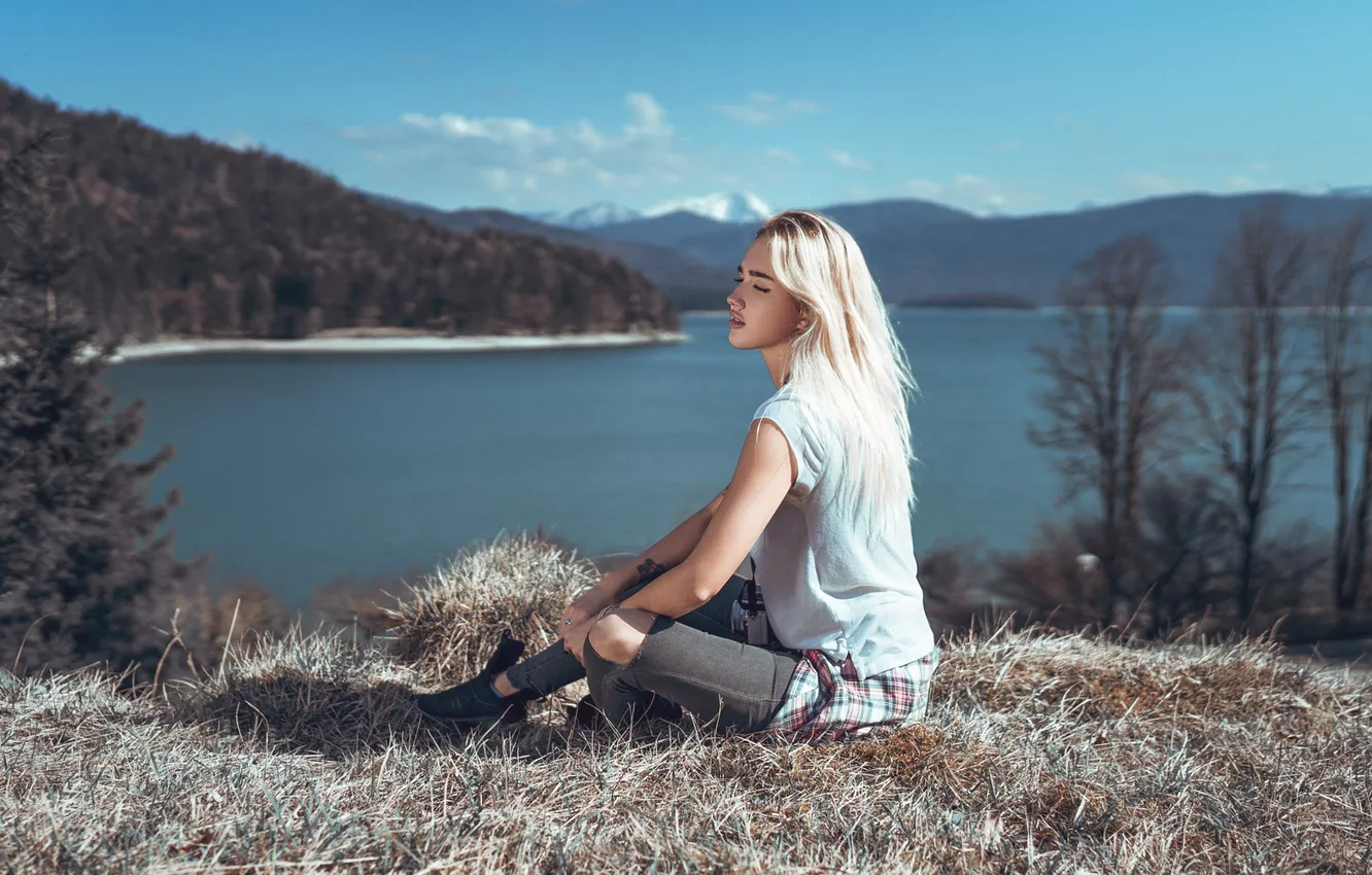 Photo wallpaper girl, beautiful, view, model, hair, blonde, body, Katya