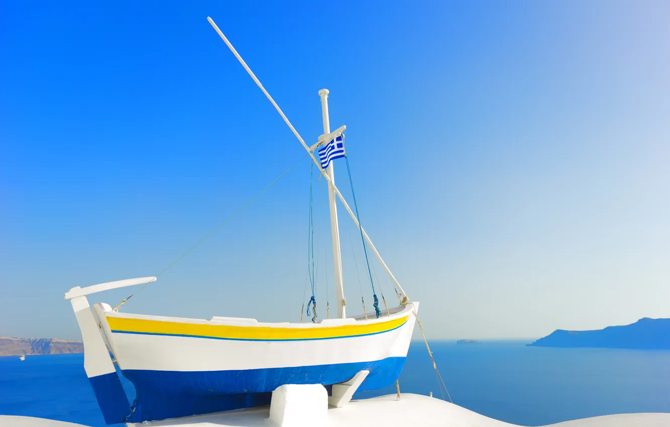 Photo wallpaper sea, the sky, landscape, nature, boat