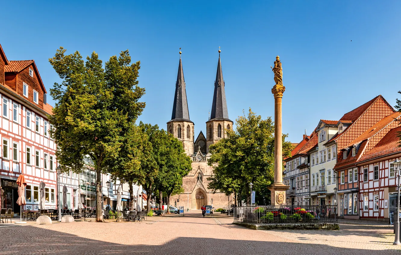 Photo wallpaper home, Germany, Church, town square, Duderstadt