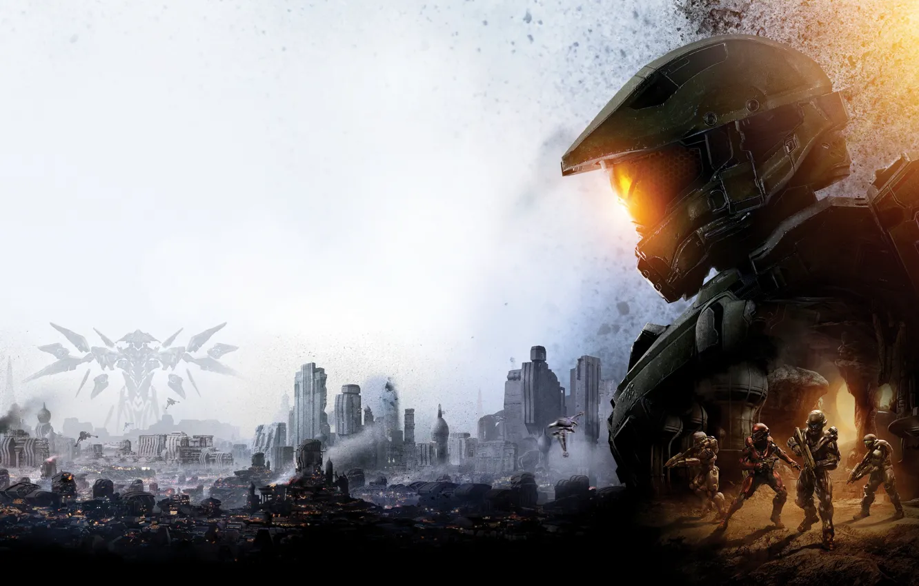 Photo wallpaper the game, Halo 5: Guardians, the city, art, soldiers