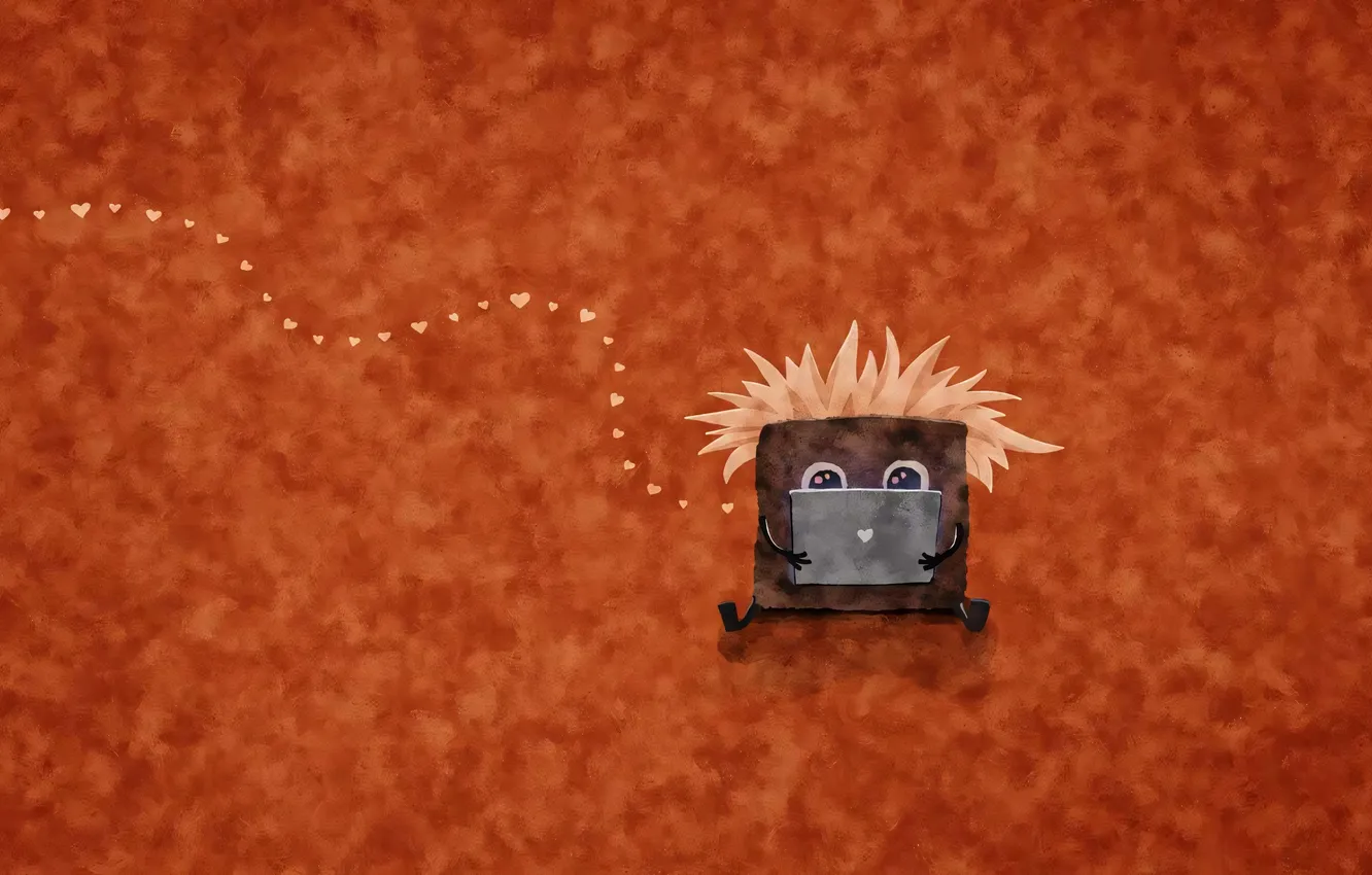 Photo wallpaper hearts, laptop, vladstudio, brown background