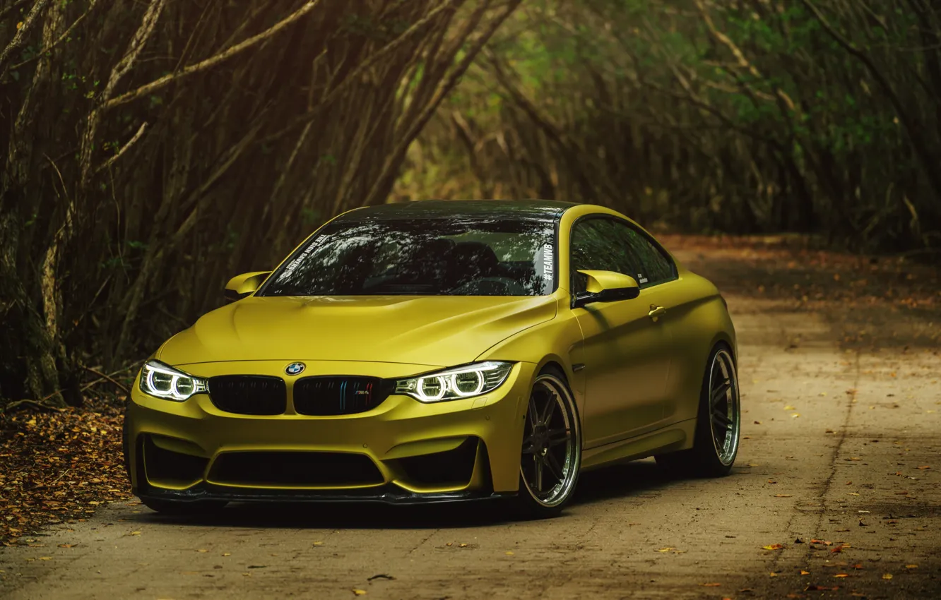 Photo wallpaper BMW, BMW M4, Austin Yellow, BMW M4 Coupe Austin Yellow