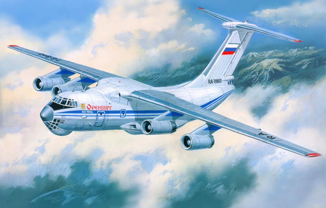 Photo wallpaper aviation, art, the plane, The Il-76, transport, military