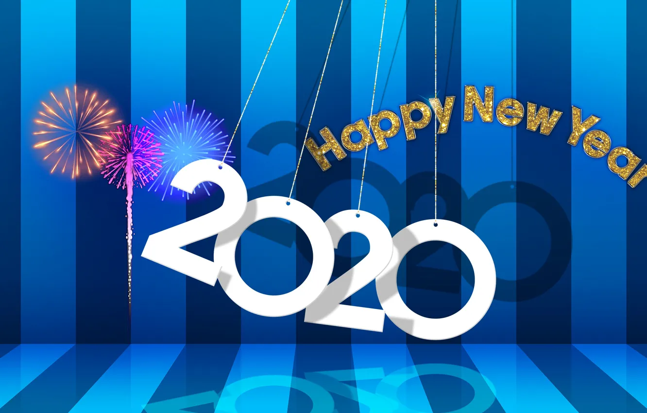 Photo wallpaper new year, fireworks, 2020, my works
