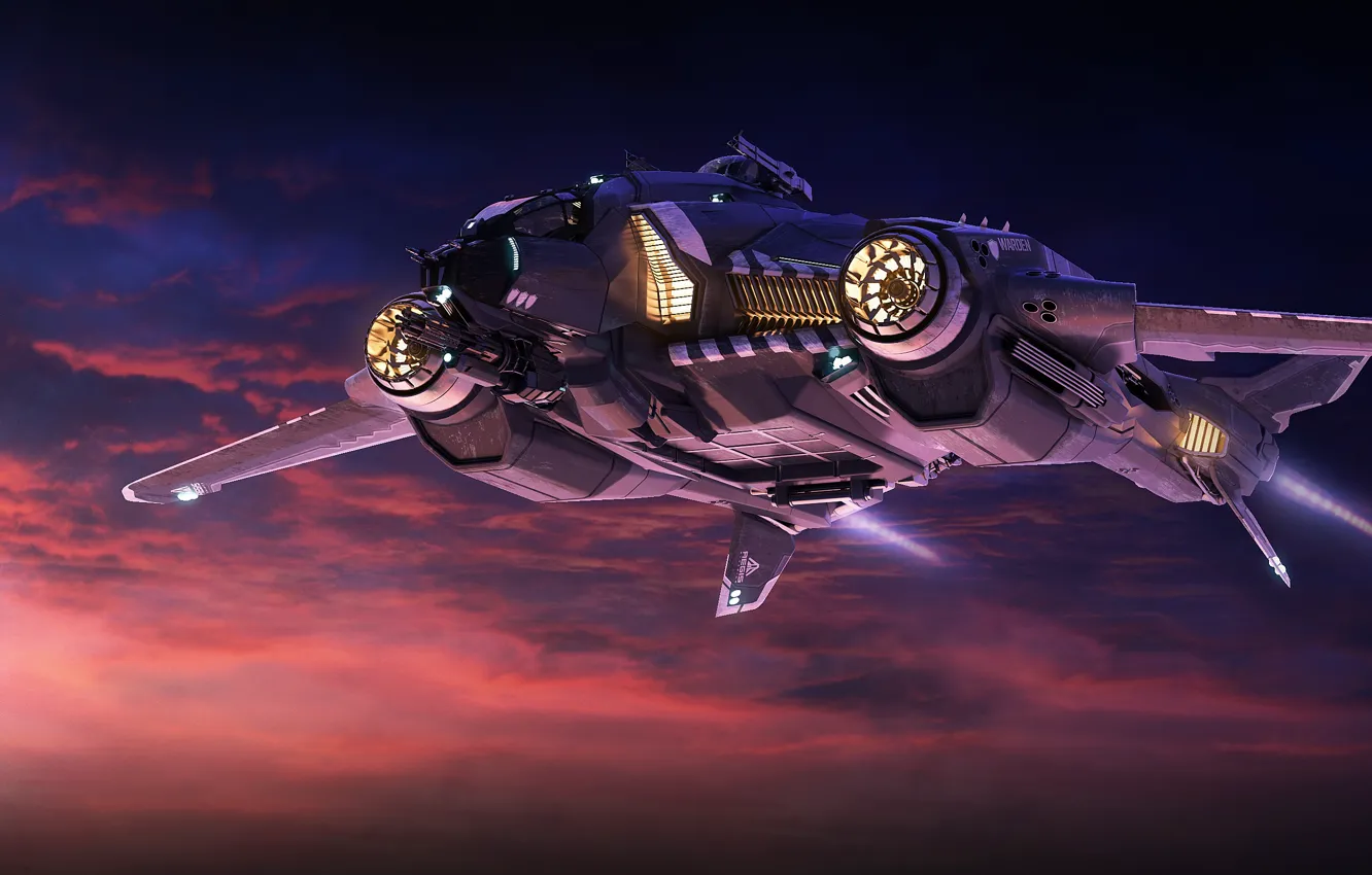 Photo wallpaper Star Citizen, space ship, Vanguard Warden