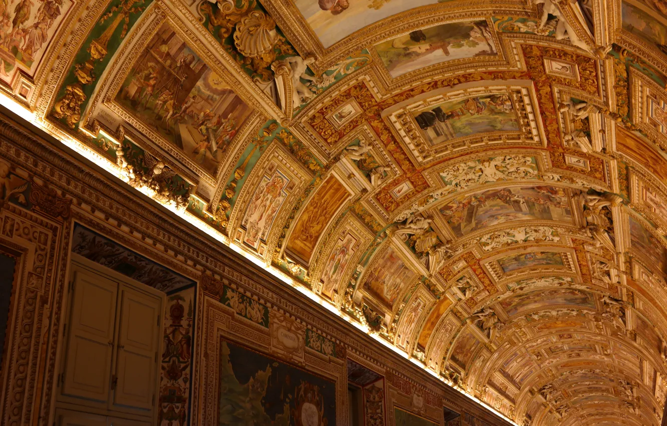 Photo wallpaper corridor, the ceiling, gallery, The Vatican, The Vatican Museums