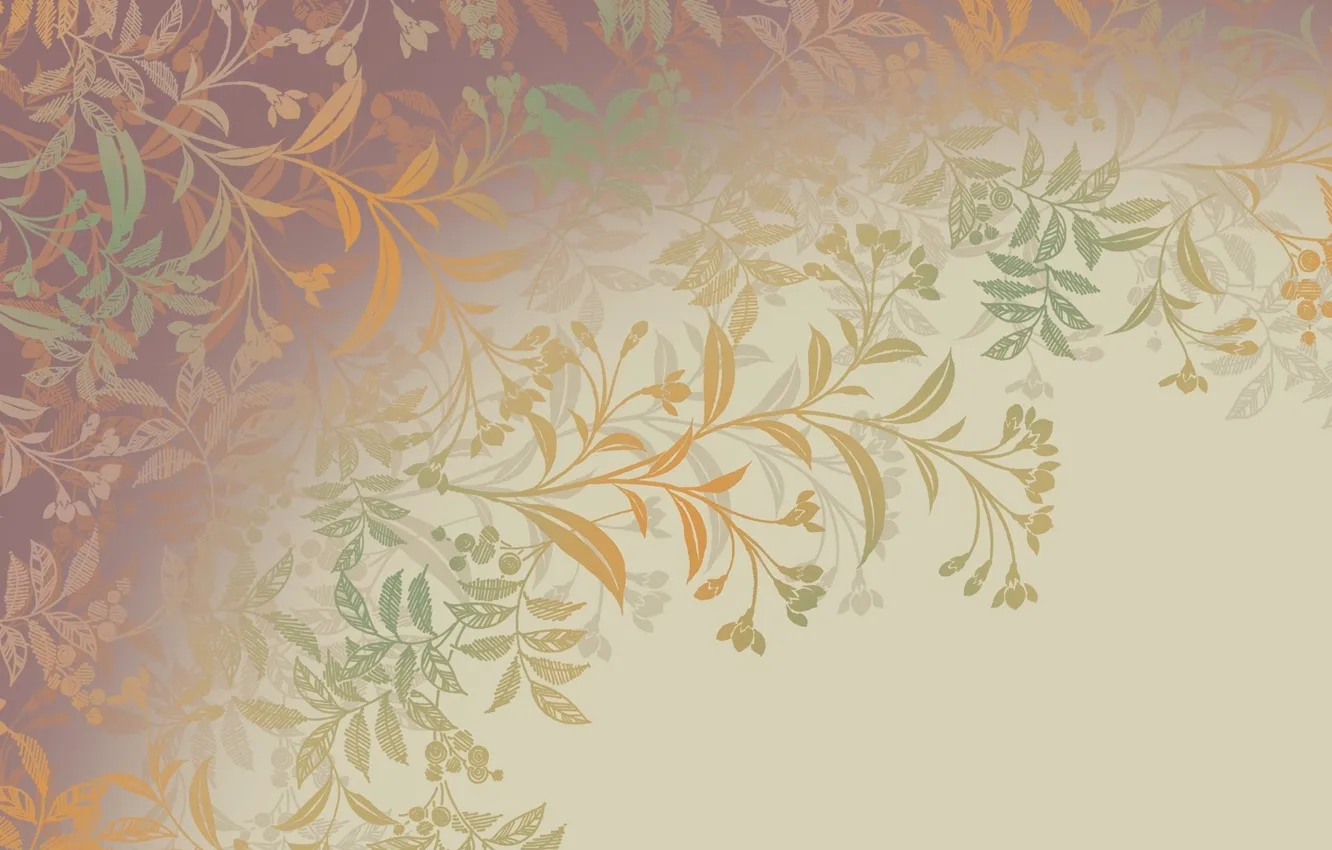 Photo wallpaper leaves, branches, paint, plant, vector