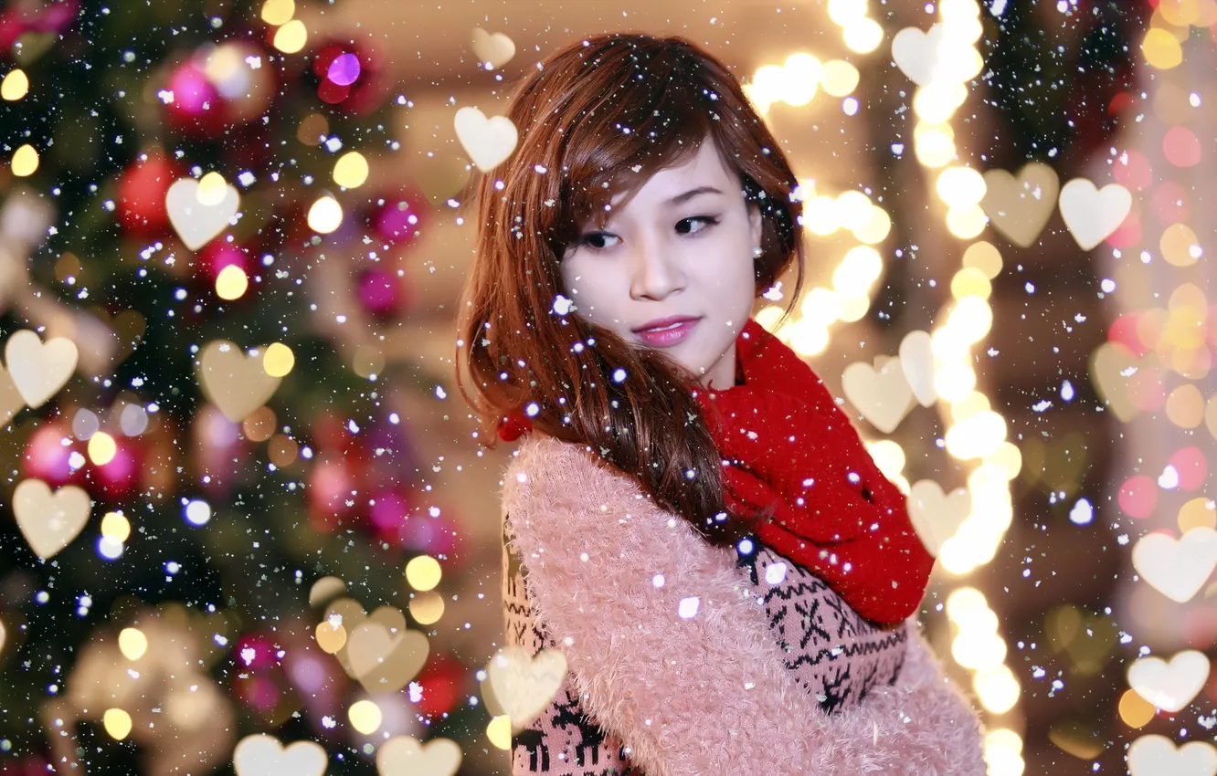 Photo wallpaper girl, background, holiday