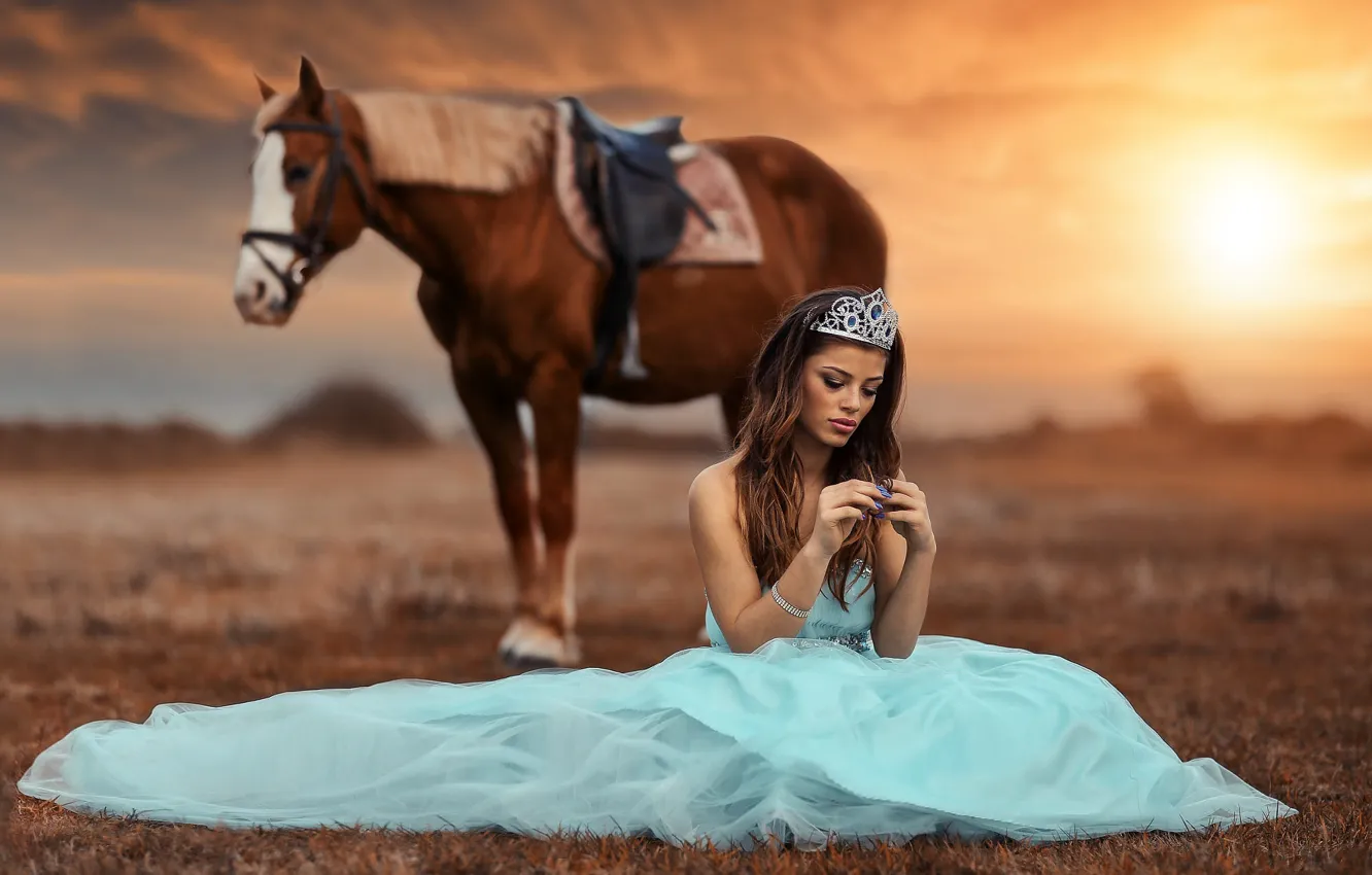 Photo wallpaper girl, horse, Alessandro Di Cicco, The Princess