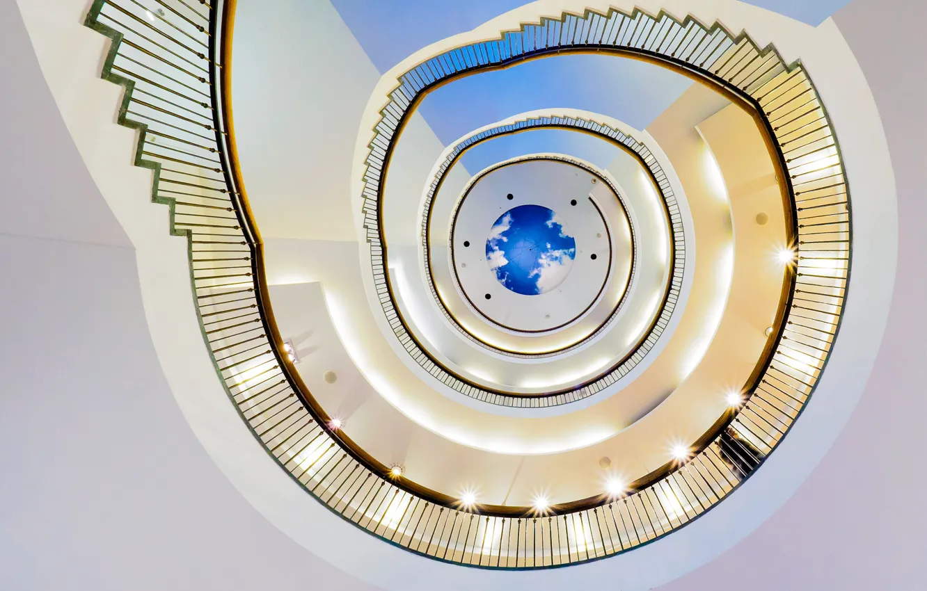 Photo wallpaper spiral, railings, spiral staircase