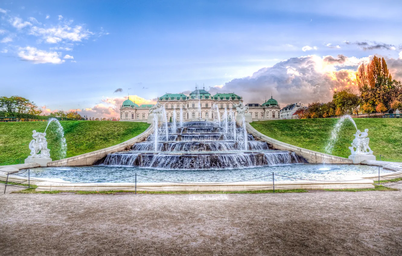 Photo wallpaper the sky, Park, Austria, fountain, Vienna