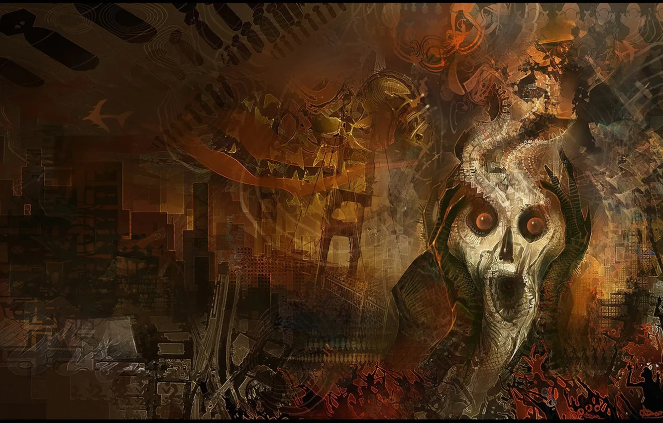 Photo wallpaper face, abstract, art