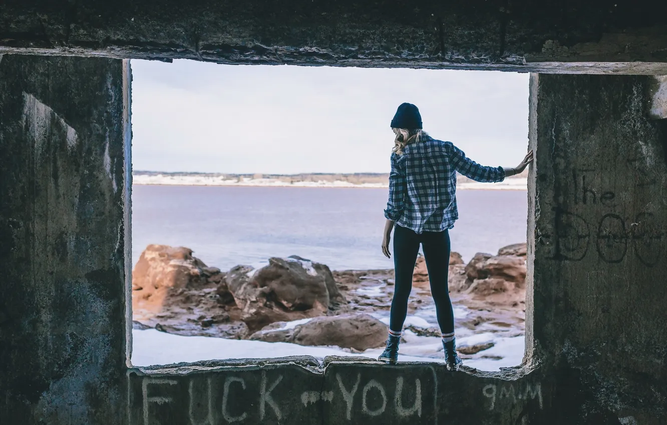 Photo wallpaper girl, background, wall